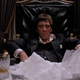 As Tony Montana, Al Pacino has all the nose candy he needs to turn that frown upside down in Scarface